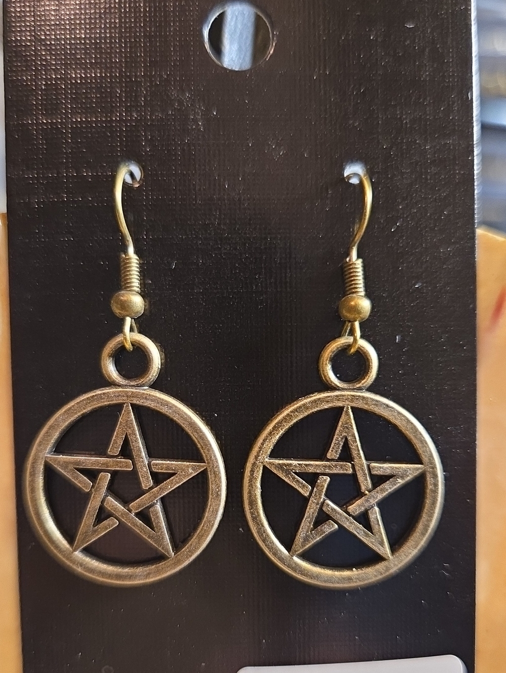 Antique Gold Pentagram Dangle Earrings - Women Jewelry
